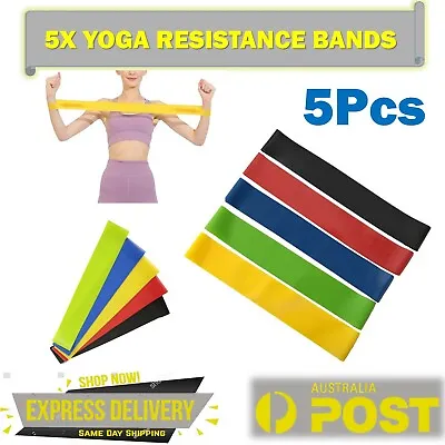 $7.95 • Buy 5X Resistance Bands Set Power Heavy Strength Exercise Fitness Gym Crossfit Yoga