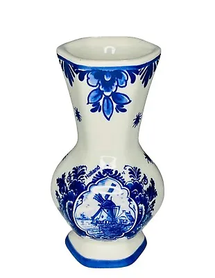 Delfts Blue Delfina Bud Vase Hand Painted Windmill Holland • $12.64