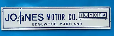 JONES Motor Co. Vtg Totota Car Dealer Advertising Nameplate Emblem Edgewood MD • $16