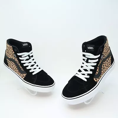 Vans Sk8 Hi Leopard Cheetah Print Womens High Top Black Suede Sneakers Size 9 • $49.95