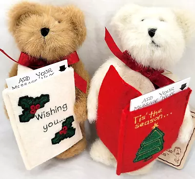 Boyds Bead Bean Collection 99034V Jingle & Bell Message Card Holder Plush Bears • $29.74