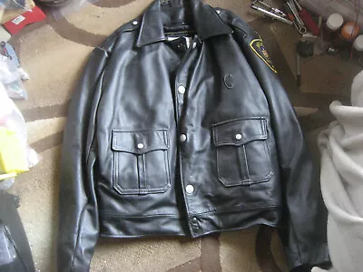 Police Vintage Leather Jacket Milwaukee Style 48 Long Taylors Motorcycle Patrol • $365.90
