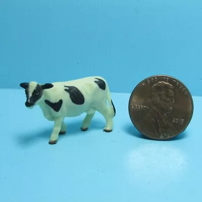 Dollhouse Miniature Plastic Rubber Toy Black And White Cow MUL6016 • $1.79