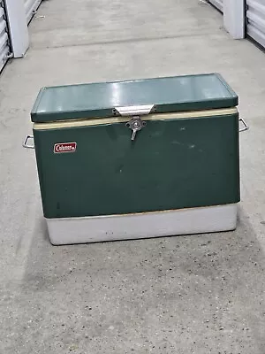 RARE-1979 Vintage Metal Coleman Cooler Green-CLEAN- 22 1/2 X 13 1/2 X 12 1/2 • $125