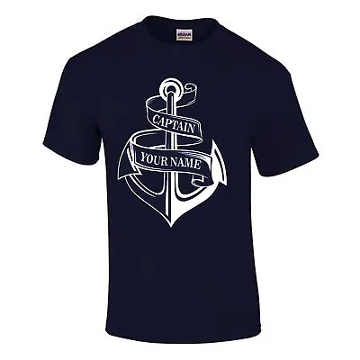 £12.95 • Buy Yacht Boating Captain TEE T-shirt Printed Personalised With Any Name (all Sizes)