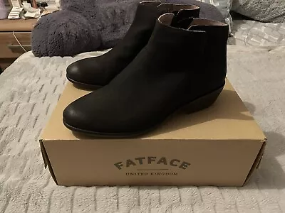 Fat Face Lytham Ankle Boots Black Leather Size UK 5 EU 38 • £26.85