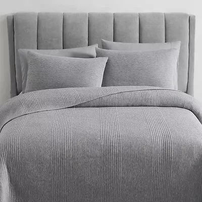 Brooklyn Loom 3-piece Ribbed Matelasse Coverlet Set King/Gray! • $44.99