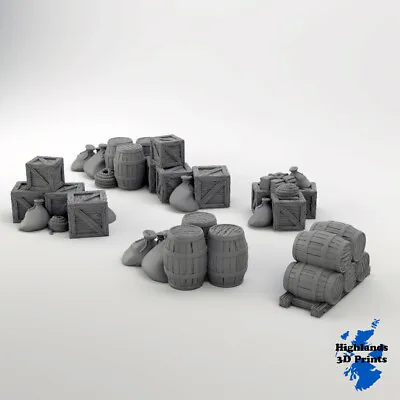 Cargo Piles Crates Scatter Terrain Tabletop Gaming DnD  3DPrint 32/28/20/15/10mm • £9.34