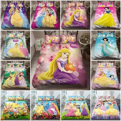 $31.99 • Buy Girls Disney Princess Doona Quilt Duvet Cover AU Single Double Queen Bedding Set