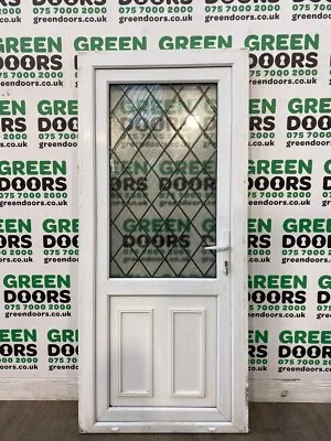 Half Panel Back Door Leaded Glass Upvc Pvc Pvcu White External Exterior Used • £409.33