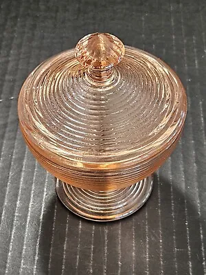 Vintage Indiana Glass PinK Depression Glass Spiral Covered Sugar/Candy Dish USA • $16
