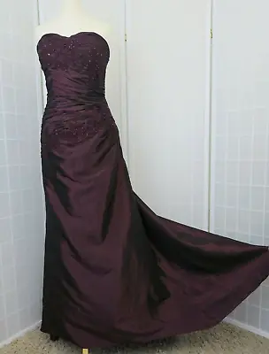 £130 • Buy Jora Collection Burgundy Strapless Ballgown Size 2XS UK 6 Lace Up Back