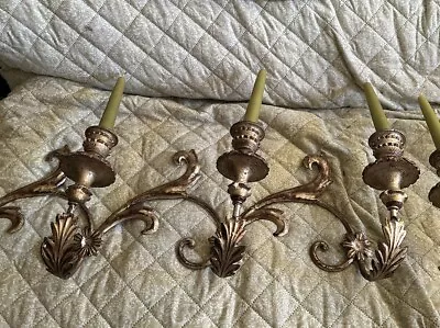 Pair Of Vintage French Style Hollywood Regency Wall Candelabras Scones • $150