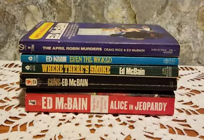 ED MCBAIN Lot Of 5 Vintage Paperback Solo Novel Famous Police Fiction #8 • $20