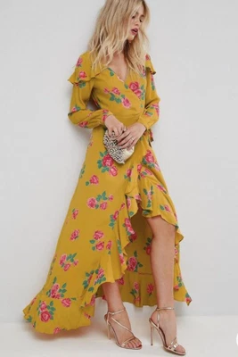 $35 • Buy ASOS Maxi Long Sleeve Floral Wrap Dress - Size 16