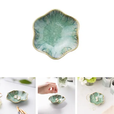 Lotus Leaf Ring Holder Trinket Tray Set Ceramic Jewelry Dish Jewelry Holder YC • $13.27