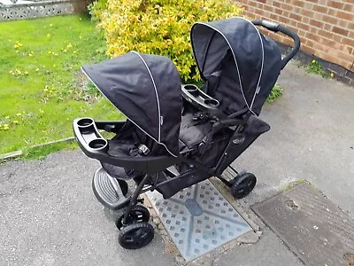 Graco Stadium Duo Tandem Pushchair With Click Connect - Black/Grey • £120