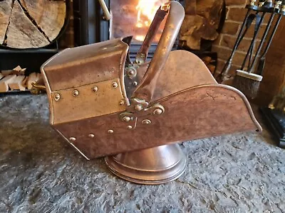£24.99 • Buy Brass Log / Coal Large Fireplace Scuttle Bucket With Handle