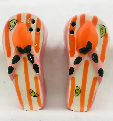 Flip Flop Salt & Pepper Shakers Set Collectibles Ceramic Beach Sandal Shakers • £5.78