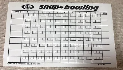 Vintage 1973 Ideal Snap Bowling Game Original Score Pad! • $7.99