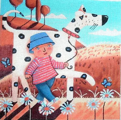 Child With Dog By Maggie Hand Painted Needlepoint Canvas WKK • $95.99