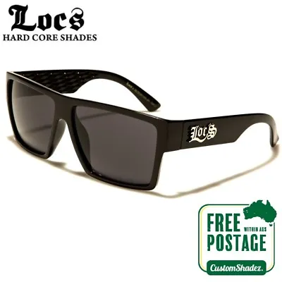 $21.95 • Buy Locs Sunglasses - Men's Stylish Flat Top Frame - Gloss Black - Free Post In Aus