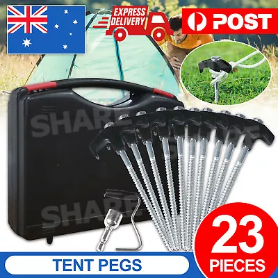 $24.45 • Buy 23Pcs Camping Tent Pegs Heavy Duty Screw Steel In Ground Camping Outdoor Stakes
