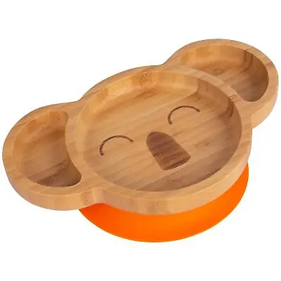 Tiny Dining Orange Koala Bamboo Baby Suction Plate Toddler Weaning Feeding Set • £13