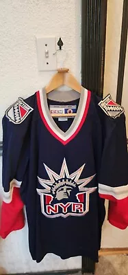 VTG NHL CCM New York Rangers Jersey Mens Medium Lady Liberty Navy Blank • $74.99