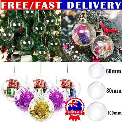 10x Christmas Ball Fillable Plastic Baubles Clear Xmas Tree Decor Ornament CraCZ • $23.12
