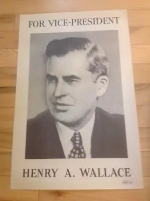 Original HENRY WALLACE For VP 12 1/2 X 19 Inch Poster Union Bug Mint • $9.99