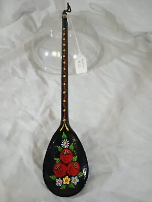 £6 • Buy Black Decorative Wooden Spoon Roses And Castles Hand Painted Barge Ware #01
