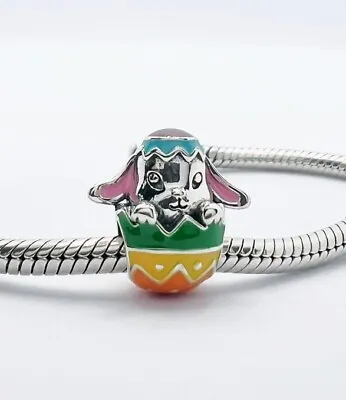 💖 Cute Hatching Easter Bunny Egg Charm Bead Genuine 925 Sterling Silver 💖 • £18.95