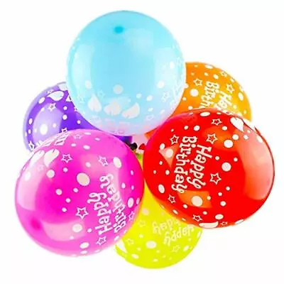 10x 12  Multicoloured Latex Happy Birthday Balloons Colourful Party Decorations • $1.98