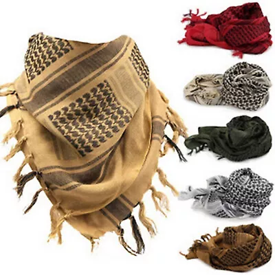 100% Soft Cotton Scarf Arab Keffiyeh Military Desert Head Neck Wrap Mask • £4.89