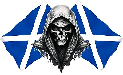 Racing Grim Reaper Skull Scotland Flag Car MotorBike Bike Van Sticker LSGRSCO3s • £3.35