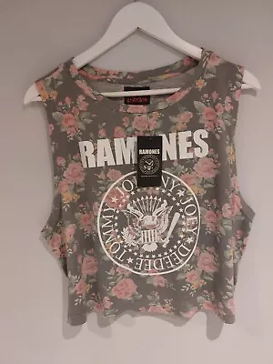 Ramones Flower Crop Top T Shirt 16 • £5.50