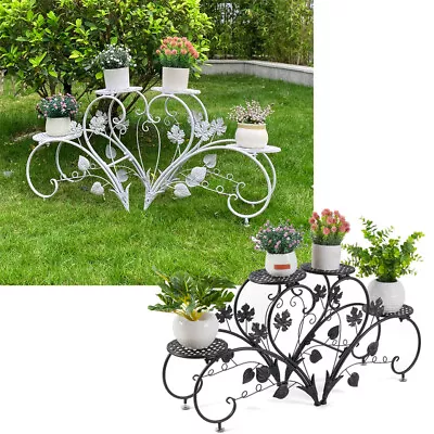 Heart Shaped Plant Stand Decorative Planter Holder Flower Pot Shelf Home Garden • £21.91