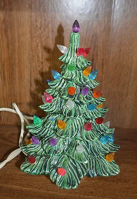 Vintage Ceramic Lighted Christmas Tree 9  Tall W/base • $10.50