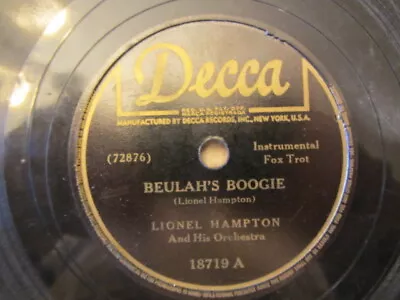 LIONEL HAMPTON & HIS ORCH.  BEULAH'S BOOGIE/MILLION DOLLAR SMILE Decca 18719 VG • $9.50