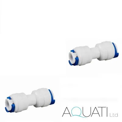 £3.95 • Buy 2x 1/4  Push-Fit Straight Pipe Through Connector RO Fridge Drinking Water Filter
