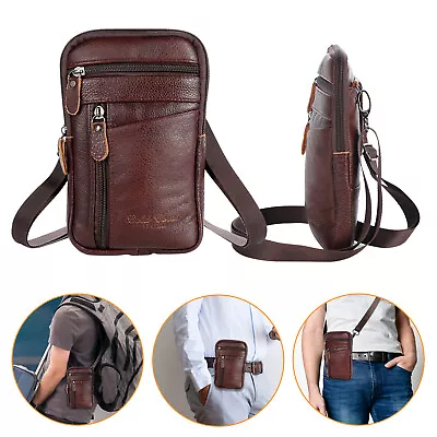 Men Leather Fashion Phone Pouch Belt Bag Shoulder Crossbody Waist Pack Handbag • $11.48