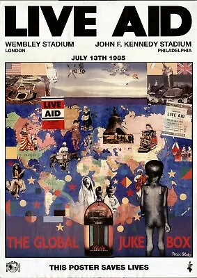 Promo UK Concert Poster Live Aid 1985 33 X23.25  VF 7.5 Queen Freddie Mercury • $3000