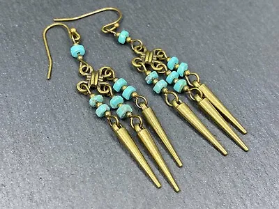 Boho Howlite Chandelier Dagger Earrings. • $4.35