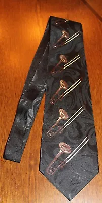 $12.99 • Buy Lot's Of Trombones On A Brand New Black 100% Polyester Neck Tie!