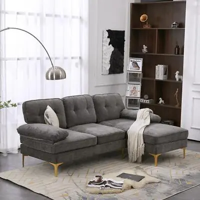 3 Piece Large Sectional Sofa Set Chaise Chenille Nordic L-Shaped Couch • $388.79