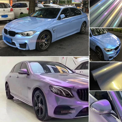 $91.07 • Buy Stretch Grey Chameleon Pearl Metal Magic Satin Chrome Car Vinyl Wrap Sticker US