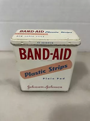 Vintage Band-Aid Metal Tin Box With Plastic Strip Bandages Johnson & Johnson • $23