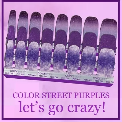 💜 COLOR STREET PURPLE SETS 100% Nail Polish Strips Wrap NIB HTF Glitter Prince • $14