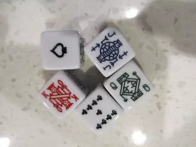 Poker Dice Set Of 5 New Gaming Travel Game Dice + FREE Las Vegas Poker Chip • $6.26